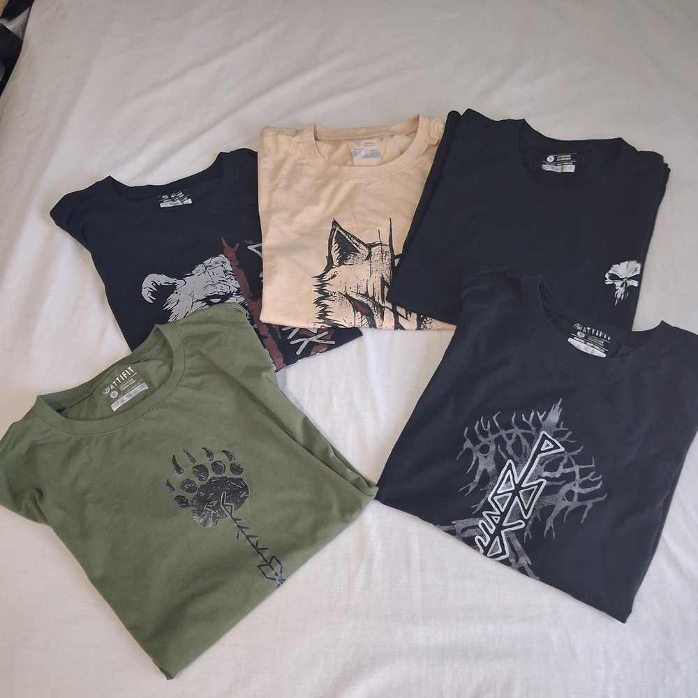Attifit Mens 100% Cotton Athletic Crew Neck Tshirt Bundle Of 5 XL Gym Workout
